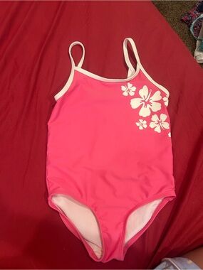 Carter's Hot Pink One-Piece Swimsuit with White Floral Accent